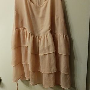Sheer pink ruffle tiered racerback